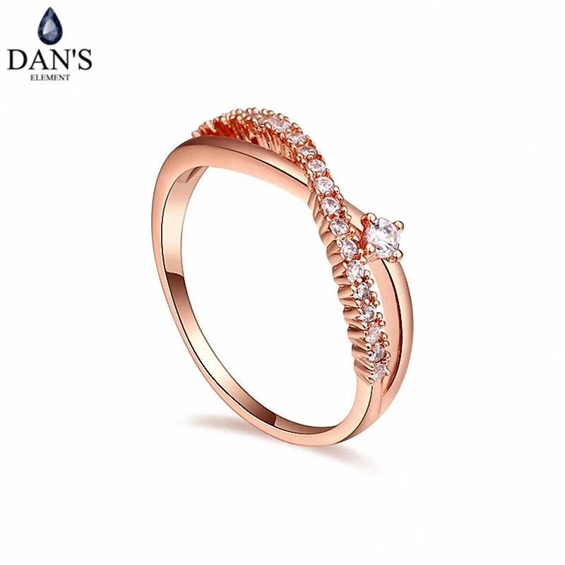 Женское кольцо с микро инкрустацией DAN'S модное геометрическое кристаллами AAA и