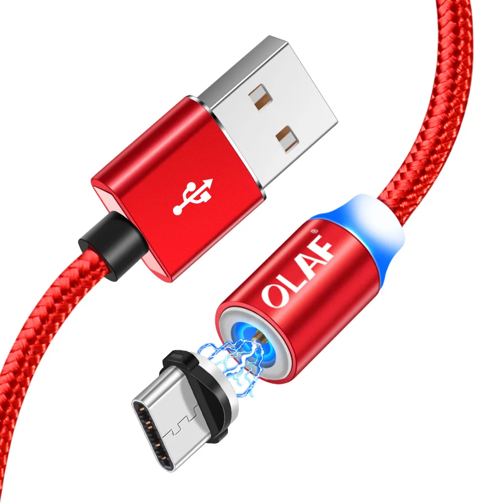 Магнитный usb-кабель Олаф 1 м 2 м нейлоновый Магнитный кабель для быстрой зарядки Micro USB type-C для iphone 7 X Xs Max samsung S9 huawei Xiaomi