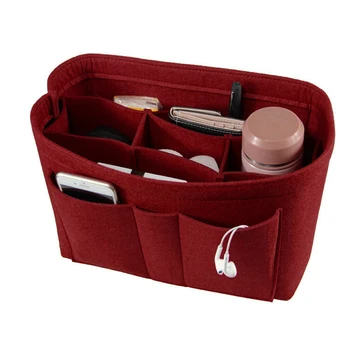 

Make Up Organizer Felt Insert Bag For Handbag Travel Inner Purse Portable Cosmetic Bags Fit Wash Toiletry Make Up Bag New Brand