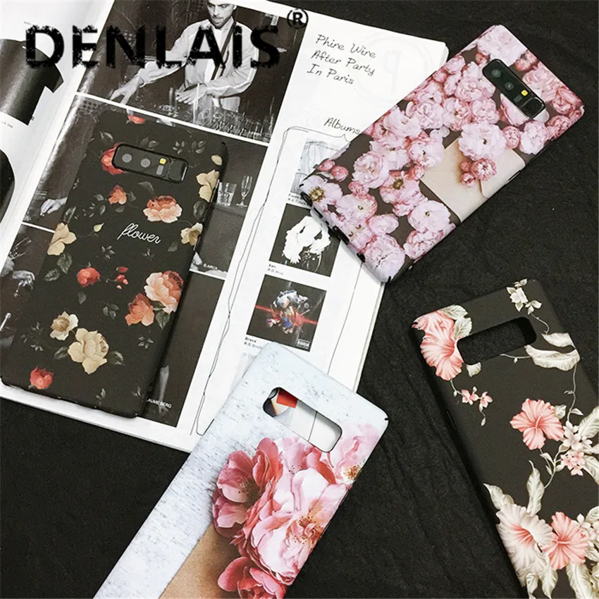 

Retro Floral Flower Marble Phone Case For Samsung Galaxy S10 S7 Edge S8 S9 Plus NOTE 8 9 Coque Fashion Slim Hard PC Cover Case