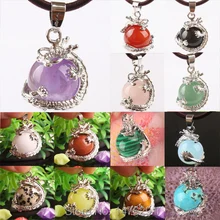 16 мм микс-камень Лазурит с кварцевым тигровым глазом Кристальный авантюрин Сердолик Родонит опал оникс круглая бусина с драконом Подвеска 1 шт