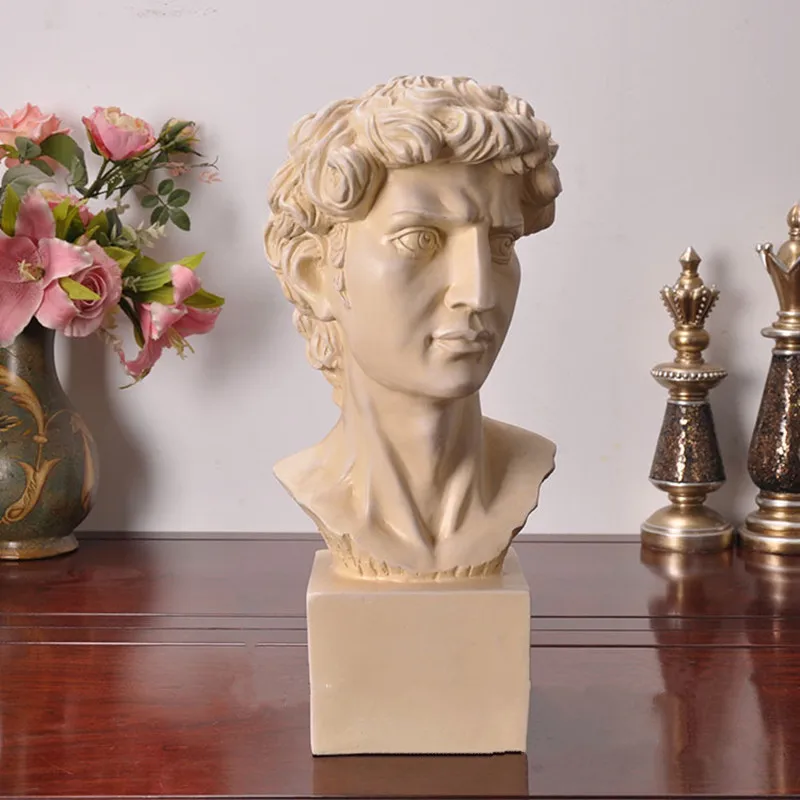 

Retro David Head Portraits Bust Venus Statue Michelangelo Buonarroti Home Decorations Resin Craftwork 45cm L2185