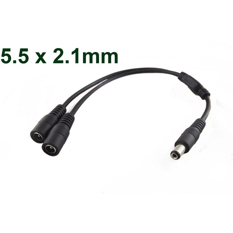 Mayitr DC Power Cable 5.5x2.1mm 1 Male Plug To 2 Female Jack CCTV Cable Splitter Adapter Plastic External 29CM