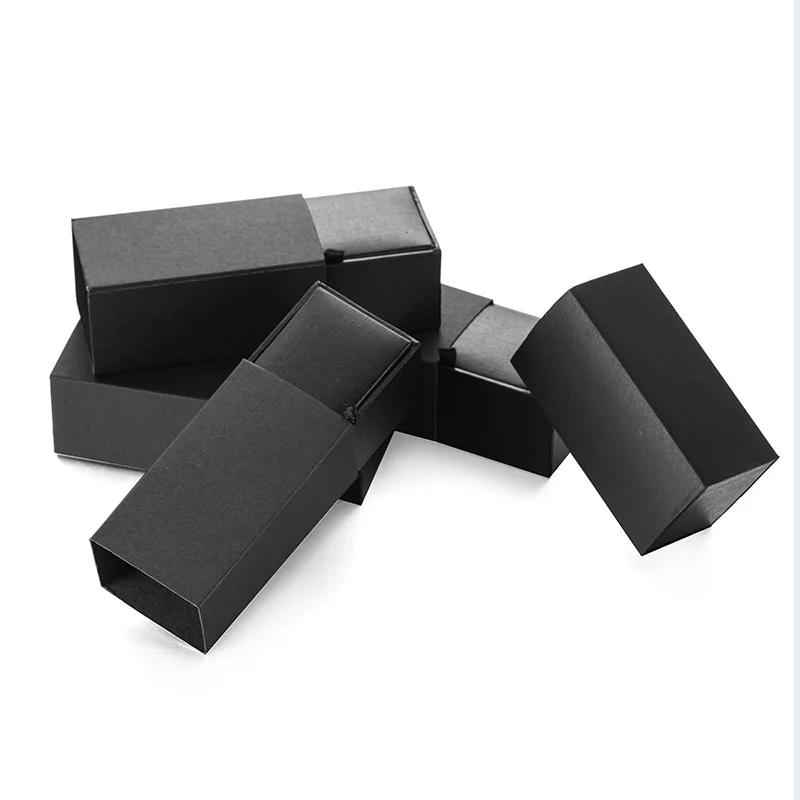 CHUKUI Custom Black Paper Cufflink Box Velvet Inner Jewelry Box Cuff Links Carrying Case Wholesale (2)