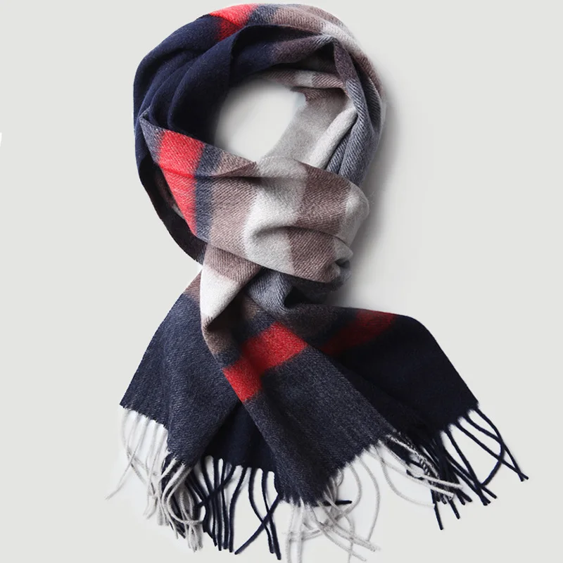 Кашемировый шарф для женщин и мужчин, Женские клетчатые кашемировые шарфы, зимние теплые клетчатые длинные шарфы с кисточками, шаль