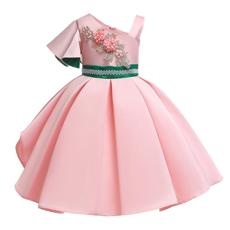 Платье для девочек летние вечерние платья принцессы с цветочным рисунком для девочек Одежда для детей свадебное платье-пачка для маленьких девочек 2, 3, 4, 5, 6, 7, 8, От 9 до 10 лет - Цвет: pink