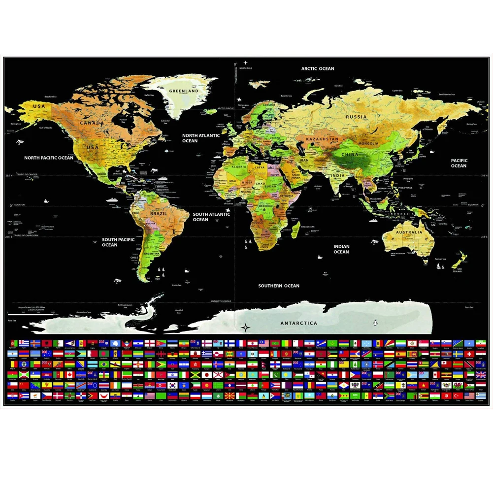 Скретч Карта мира большой, где вы путешествия плакат слой Атлас Декор