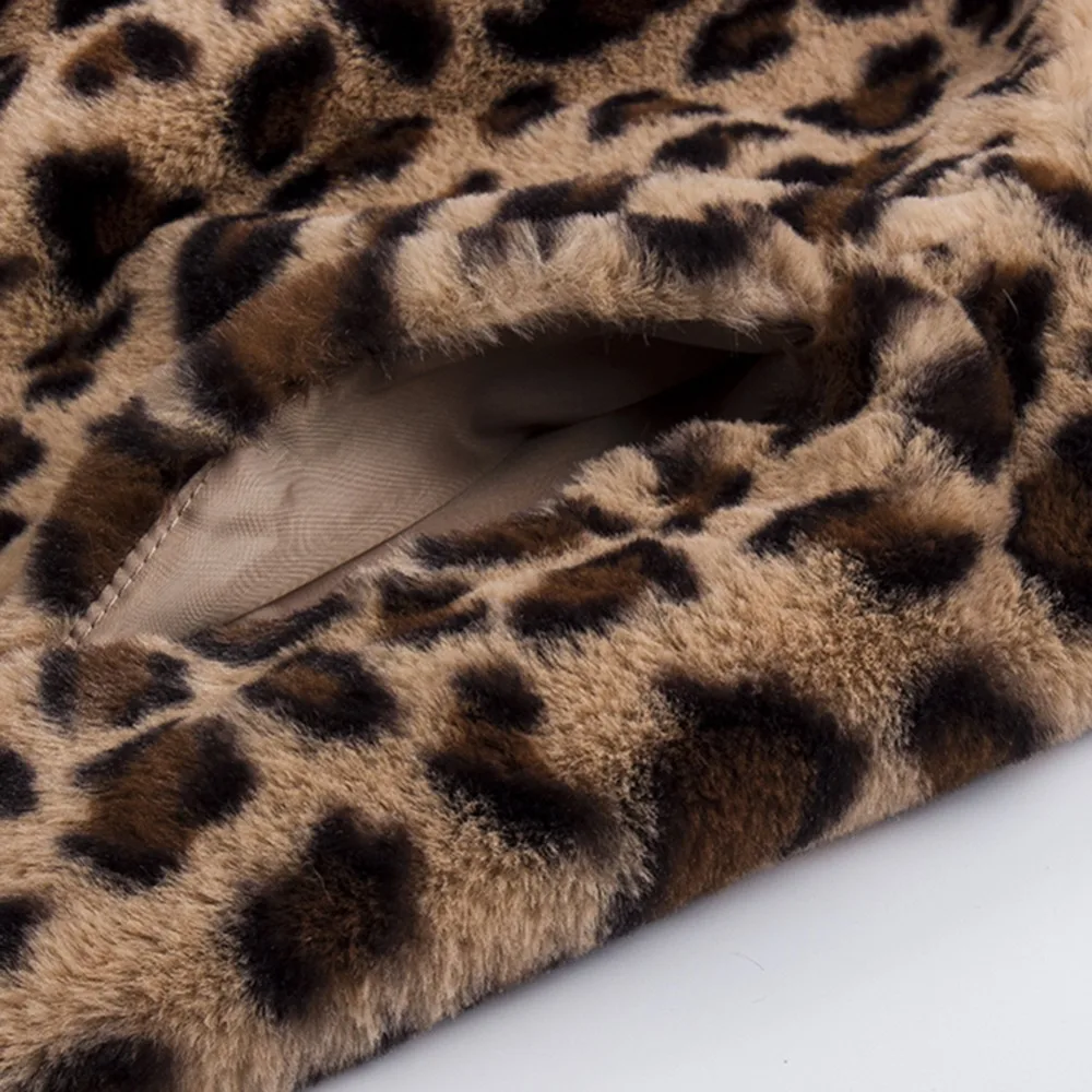 Леопардовые пальто новые женские высококачественные пальто из искусственного меха Роскошная зимняя теплая плюшевая куртка модная женская верхняя одежда из искусственного меха