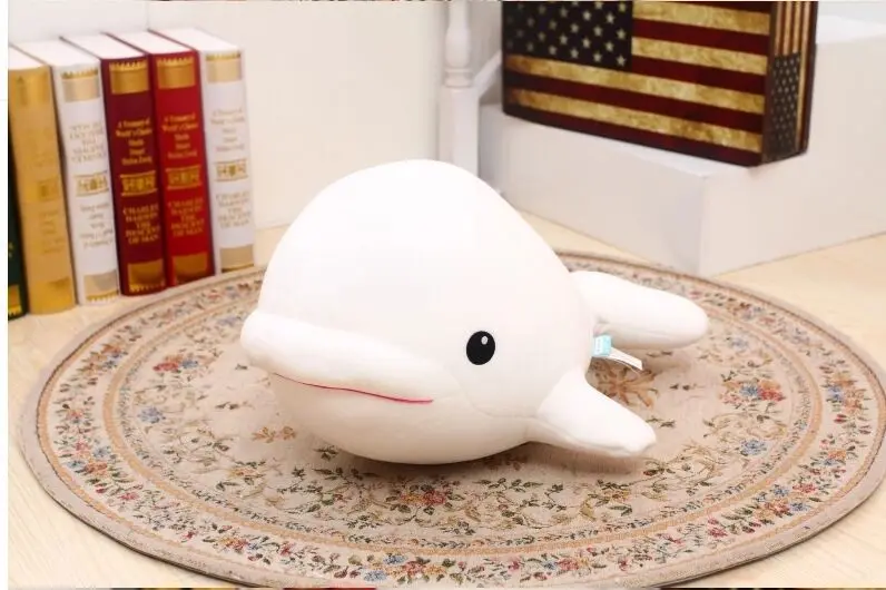 

middle size cute foam dolphin toy big head white whale doll pillow gift about 45cm
