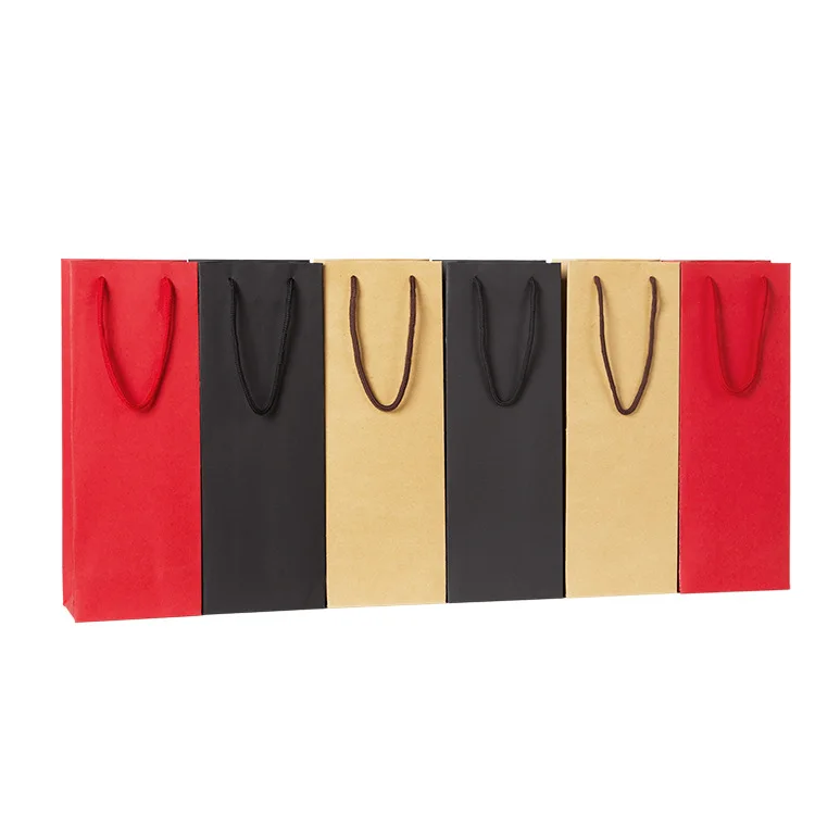 100pcs 12*8*36cm Portable Gift Paper Bag Single Wine Bottle with Handle lin4032 | Дом и сад
