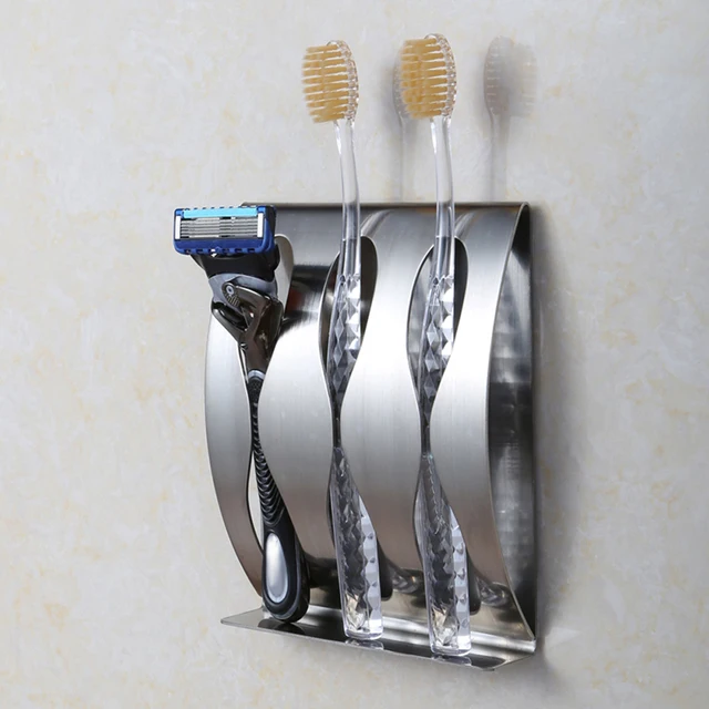 In acciaio inox per montaggio a parete spazzolino holder 3 posizione Self-adesiv In acciaio inox per montaggio a parete spazzolino holder 3 posizione Self-adesiv