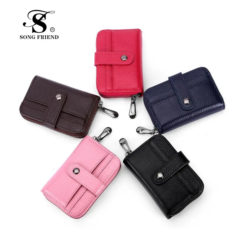 

Leather high-quality mini wallet RFID card bag customized multifunction cow-leather organ card holder card bag for men and women