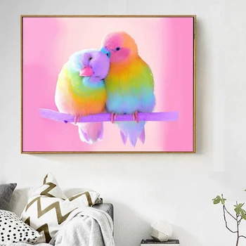 Evershine Diamond Mosaic Cross Stitch Kit Cartoon Colorful Bird 5D DIY Diamond Painting Full Drill Square Animals Paint Diamond 3