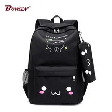 Милый школьный рюкзак с рисунком кота для подростков, рюкзак для девочек-подростков, школьная сумка для женщин, USB, большие качественные Нейлоновые женские школьные сумки