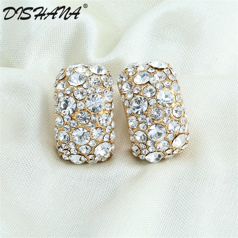 

2015 New Double material gold -color woman pendientes beautiful Austrian crystal Stud Earrings(E0138)