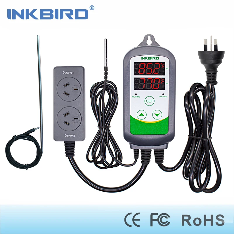 

Inkbird ITC-308 AU Plug+ Long&Short sensor Heating Cooling Thermostat for Homebrewing Fermenation, Carboy, Freezer, kegerator