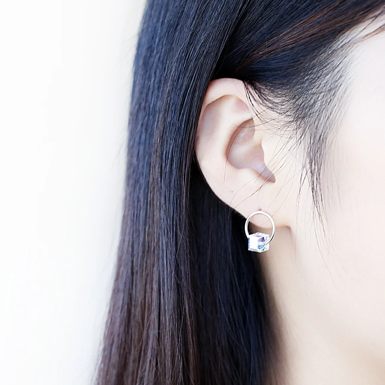 circle square earrings 100 925 Sterling silver Jewelry fashion