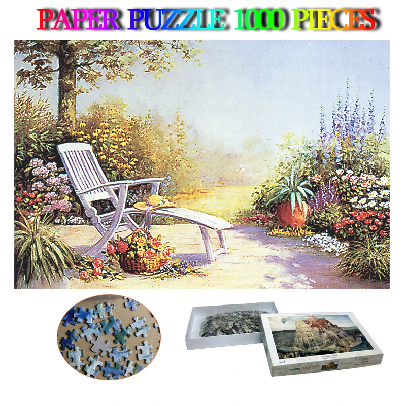 

Summer Kisses Garden Adult Puzzle Paper 1000 Pieces Jigsaw Puzzles Landscape Painting Puzzle Education Toys for Kids Adults Gift
