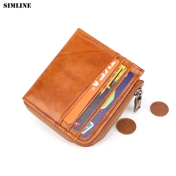 

Genuine Leather Wallet For Women Men Rfid Blocking Short Small Vintage Zipper Wallets Coin Purse With Credit Card Holder Pocket