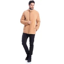 Denny& Dora мужское коричневое Короткое шерстяное пальто на молнии, меховые куртки для мужчин, шерстяное зимнее пальто для мужчин, теплое и удобное