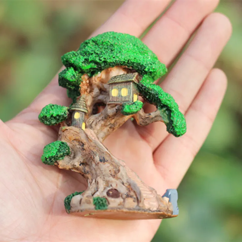 Elf Tree House Miniature Fairy Garden Home Houses Decoration Mini Craft Micro 