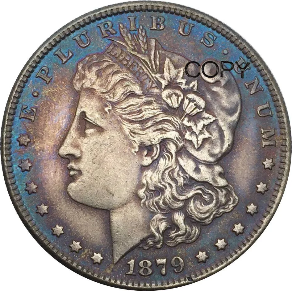 

Untied States of America 1 One Dollar 1879 Morgan Dollar Cupronickel Plated Silver Copy Coins