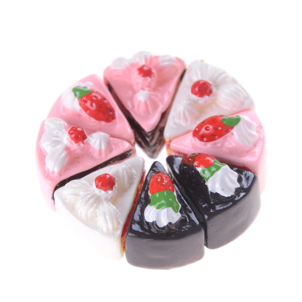 

New 2pcs/set Kitchen Food Cakes Dollhouse Miniature Simulation Cake DIY Resin Food Scene Model Mini Cake Model For Kids