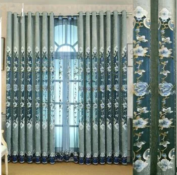 

European style luxury bedroom curtains chenille openwork embroidery simple modern curtains Piaochuang finished yarn