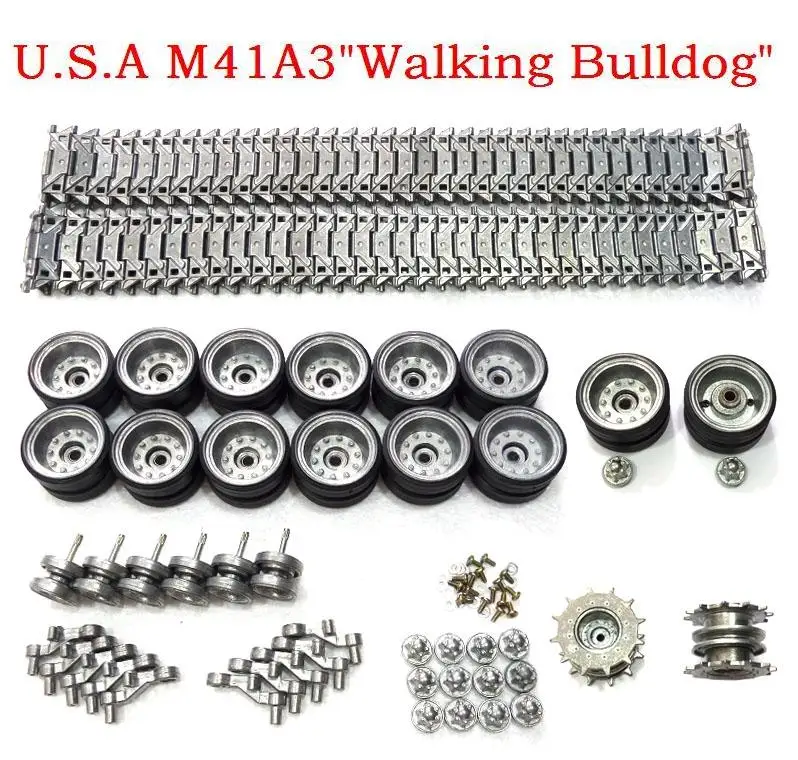 

henglong 3839-1 1/16 1:16U.S.A M41A3"Walking Bulldog RC Tank Upgrade parts Steel Gear box /Metal track/metal wheel hub set
