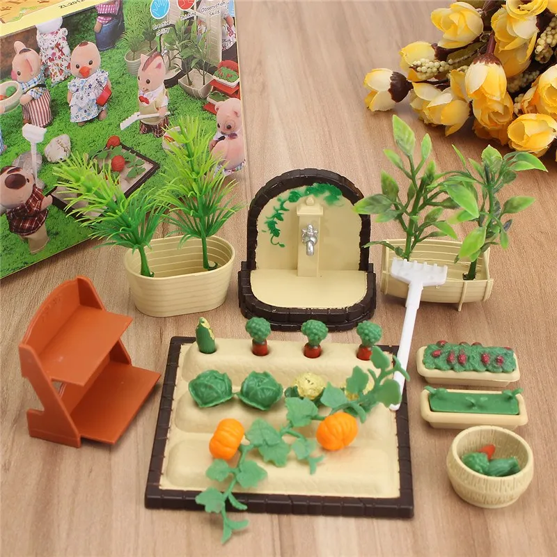 

Miniatures Gardening Vegetable Flowers Food Furniture Sets For Doll House Accessories Toys Plastic Craft Kids Christmas Gift