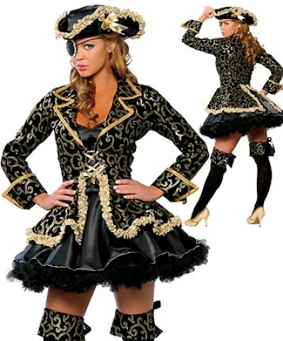 4 шт. высокого качества большие размеры пикантные пиратские костюмы, женщины Хеллоуин костюм со шляпой, рейтузы, Outcoat, платье S-3XL