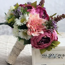 Ручной работы; Свадебная обувь с украшением Свадебный букет невесты цветы из шелка с лентой букеты Ramos de Novia из искусственного меха; CH02