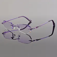 Новинка 8011 года; очки со стразами без оправы для женщин; модные очки