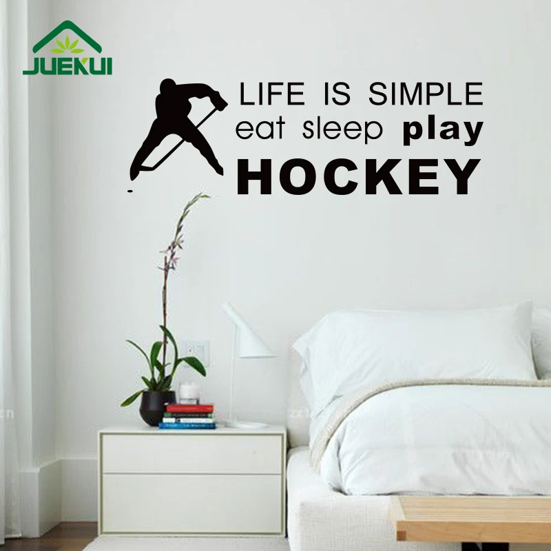 Life Is Simple Eat Sleep Play Hockey Wall Stickers for Bedroom Vinyl Decals Sticker Sport Room Art Decor Murals K487 | Дом и сад