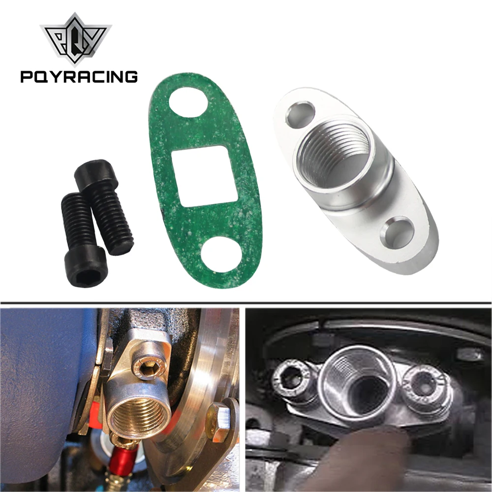 

PQY - 1/2 NPT Female Aluminum Oil Drain Turbo Flange T3 T4 T04 GT40 GT55 ODF- 02 silver PQY-OFG32