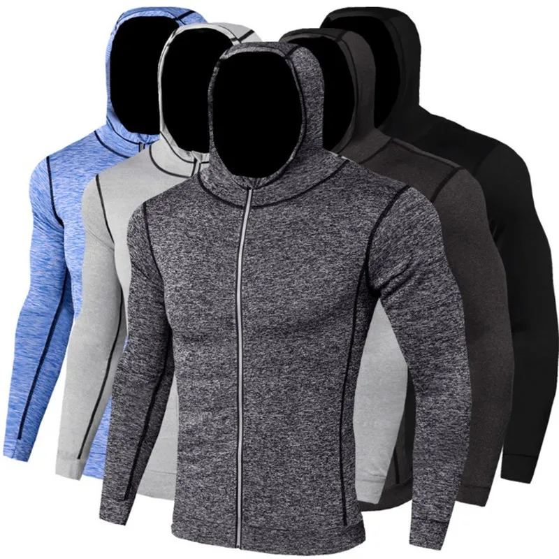 Однотонная дышащая куртка с длинным рукавом и капюшоном для бега, мужское спортивное пальто для фитнеса, спортзала, футбола, тренировок, мужские спортивные свитера