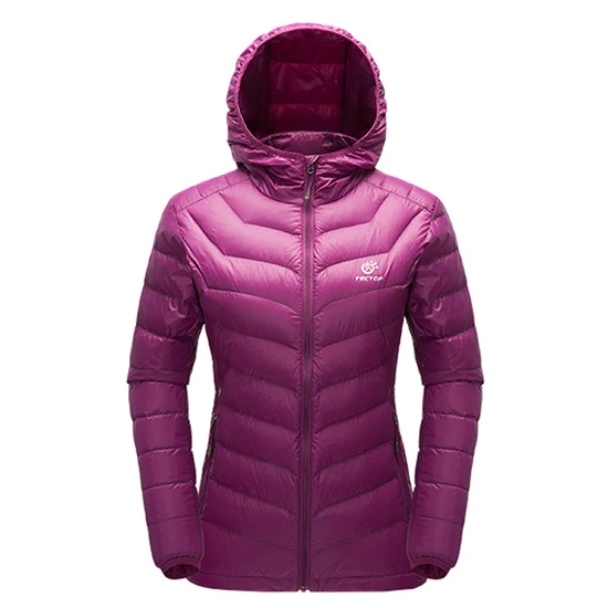 Новинка, мужская и женская зимняя теплая Ультралегкая пуховая куртка, ветрозащитная парка с капюшоном для походов, кемпинга, альпинизма, треккинга, пальто, VA316 - Цвет: Women Purple