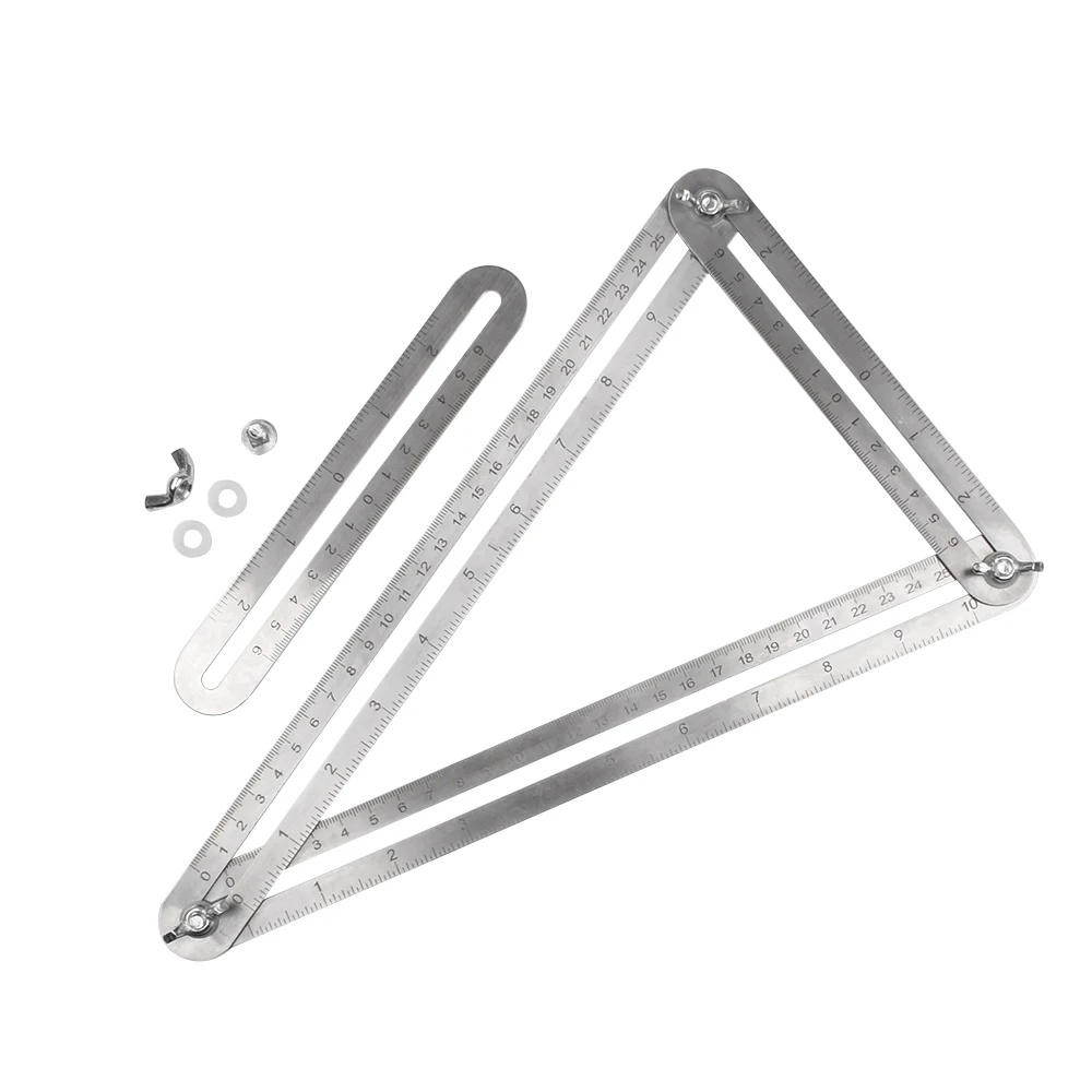 

MIRUI Stainless Steel Foldable Multi Angle Ruler Adjustable Measuring Instrument Template Tool Four-sided for Craftsmen