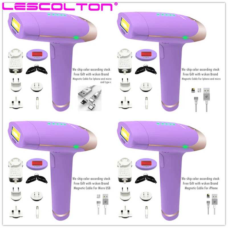 

2018Popular Purple Lescolton 400000 times shot Epilator Lady Photon Laser Facial Hair Removal Depilatory Shaver Razor