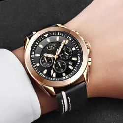 Для мужчин часы lige Top Роскошные Брендовые спортивные хронограф повседневное кожа кварцевые часы для мужчин военные водонепроницаемые часы