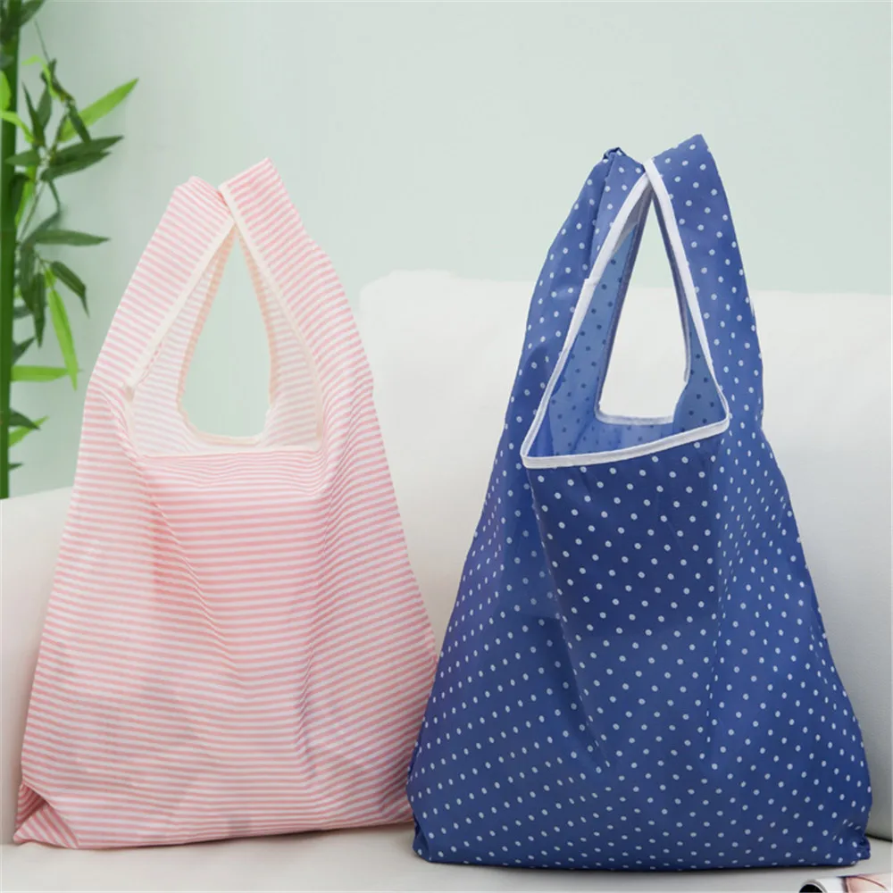 

Foldable Polyester Shopping Bag Supermarket Print Eco-friendly Reusable Portable Shoulder Handbag Travel Grocery Storage Bag