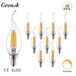 Grensk E14 светодиодный свечи накаливания 3,5 W мягкий теплый белый 2700 K Ретро светодиодный лампы 35 Вт накаливания эквивалент 350lm лампа с