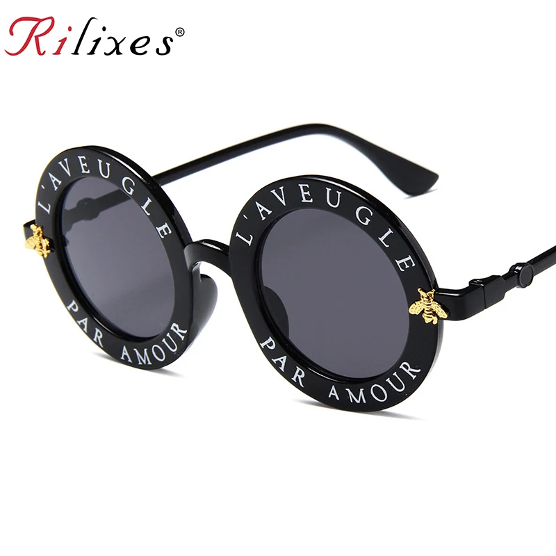 Rilijes-gafas de redondas para mujer, Lentes de diseñador de marca, Vintage, gradiente, UV400