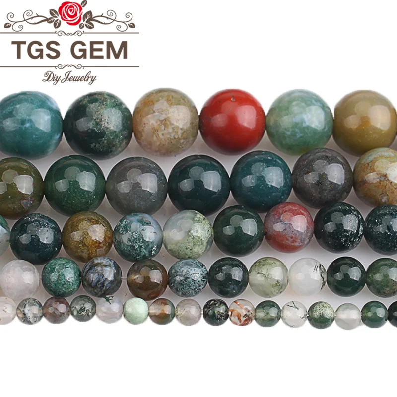 

Beads Natural Stone Indian Agates Round Loose Beads DIY For Bracelets Necklaces Jewelry Making 4 6 8 10 12 14MM