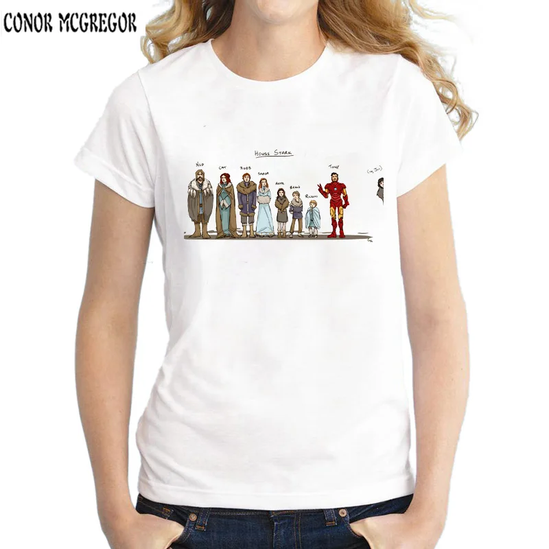 

2019 Game Of Thrones Women T Shirts Funny House Stark Jon Snow Printed Lady Tops Short Sleeve O-Neck T-shirt
