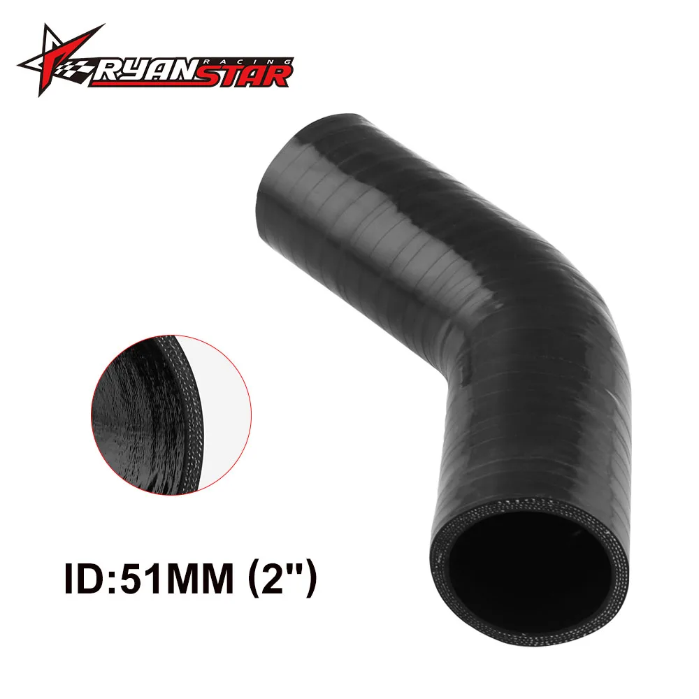 2"/51MM(ID) 45 Degree Reinforced Intercooler Turbo Pipe 4 Ply Silicone