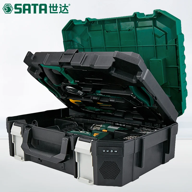 

SATA 88pcs Electric household hardware toolbox, multi-purpose electrician woodworking repair kit, hand drill 05152