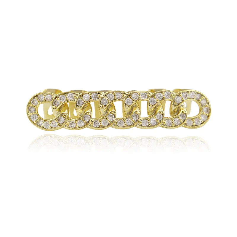 Factory Bottom Price Teeth Grills Dental Hot Hip Hop Tooth Grillz 3A+ CZ Micro Paved Teeth Caps Bottom Hollow Design Men Jewelry (1)