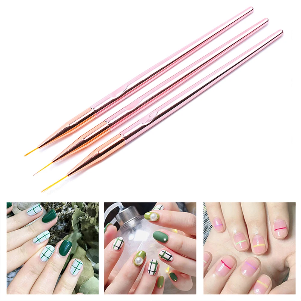 Комплект из 3 предметов 7/10/11 мм Розовый Nail Art линия цветок картина строитель