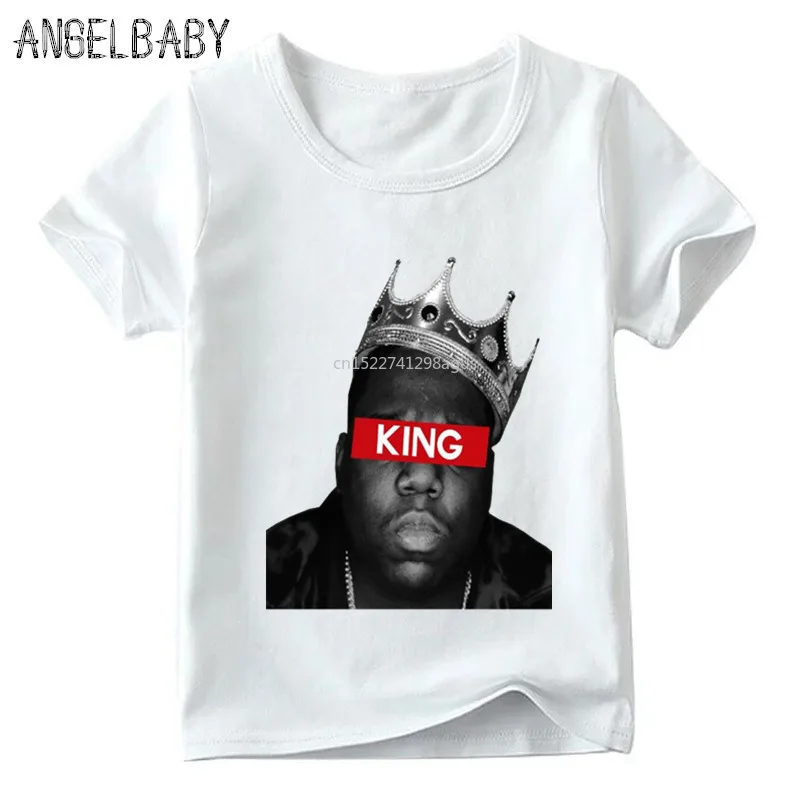Америки хип-хоп рок звезда Notorious Big Футболка с принтом для мальчиков и Летняя футболка для девочек Одежда для маленьких Бигги Смолс забавная одежда, HKP456